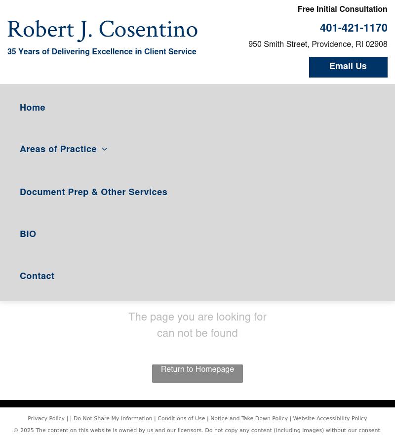 Law Office of Robert J. Cosentino - Providence RI Lawyers