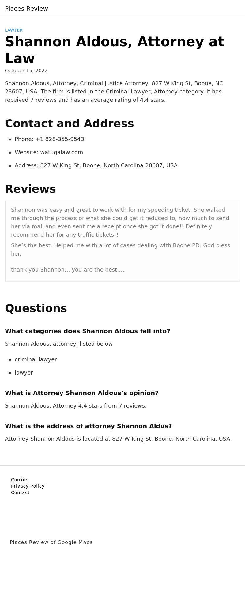 Law Office of Shannon Aldous, P.C. - Charlotte NC Lawyers