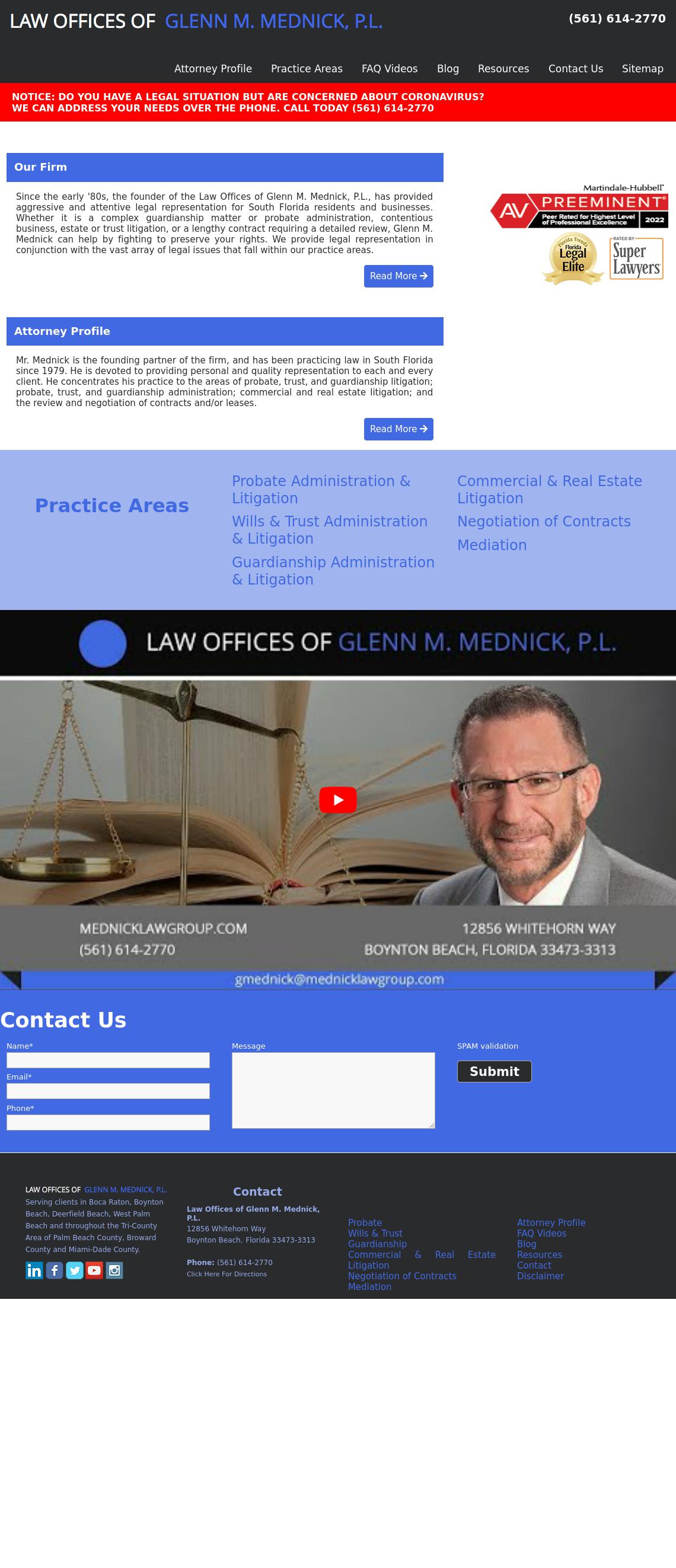 Law Offices of Glenn M. Mednick, P.L. - Boca Raton FL Lawyers