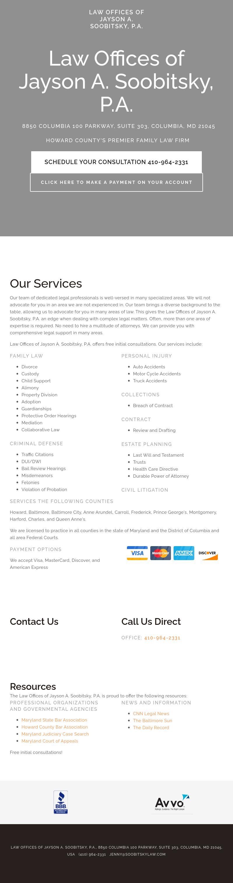 Law Offices of Jayson A. Soobitsky, P.A - Columbia MD Lawyers