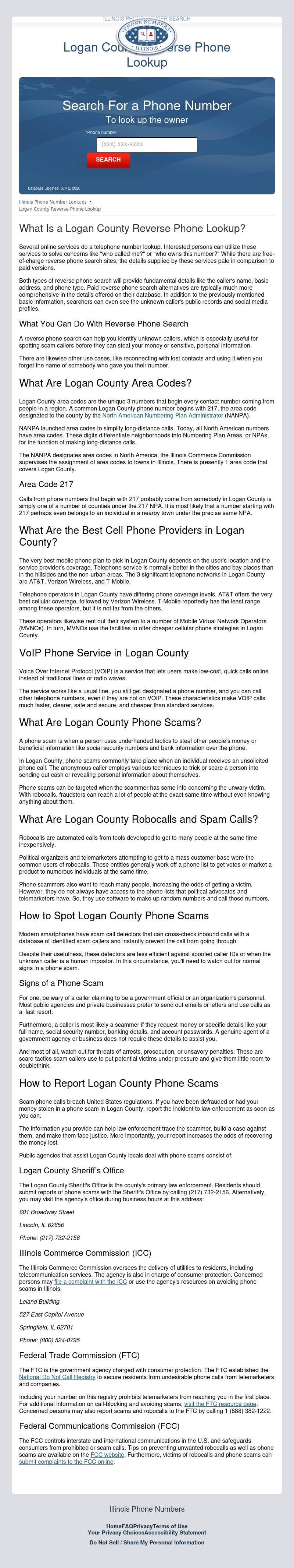 Logan County Phone Number Search - Lincoln IL Lawyers