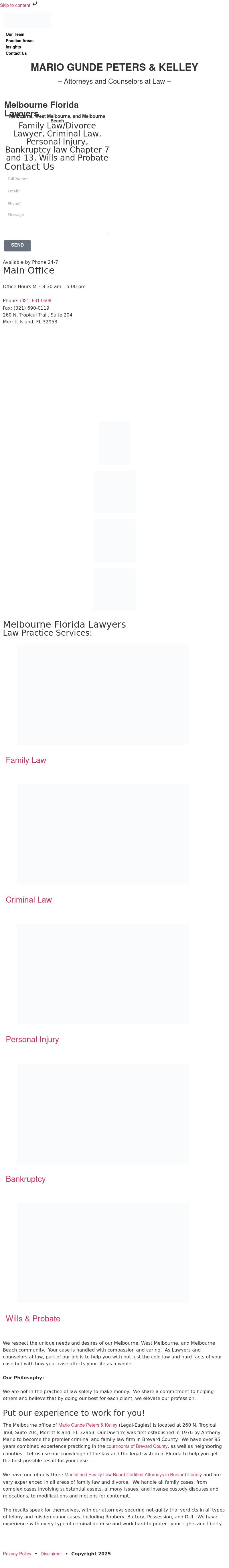 Mario Gunde Peters & Kelley - Melbourne FL Lawyers