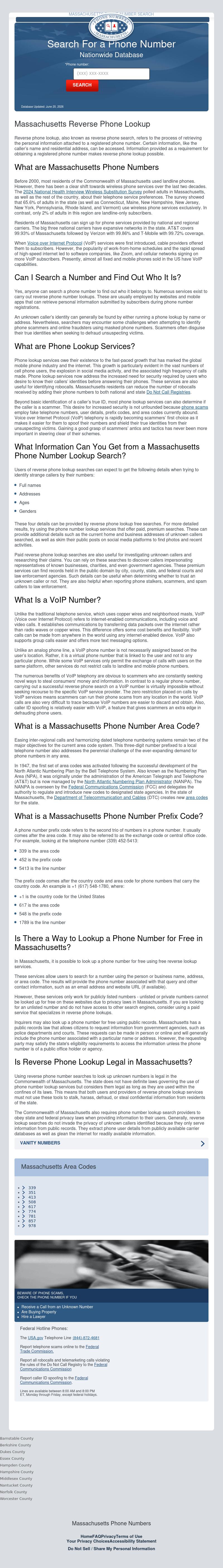 Massachusetts Phone Number Search - Boston MA Lawyers