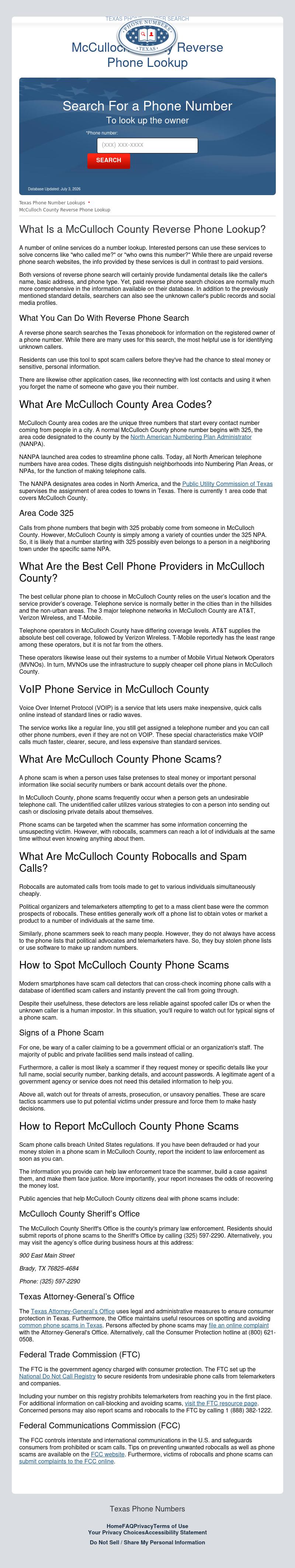 McCulloch County Reverse Phone Lookup - Brady TX Lawyers