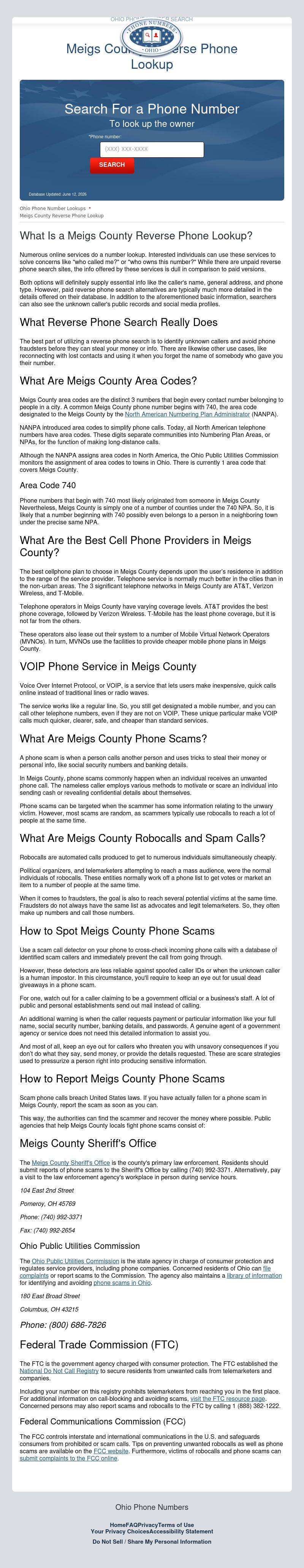 Meigs County Phone Numbers - Pomeroy OH Lawyers