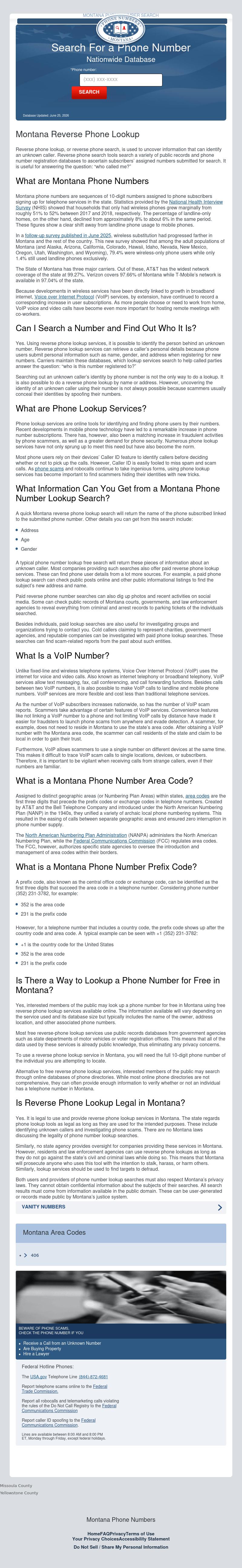 Montana Phone Number Search - Livingston MT Lawyers