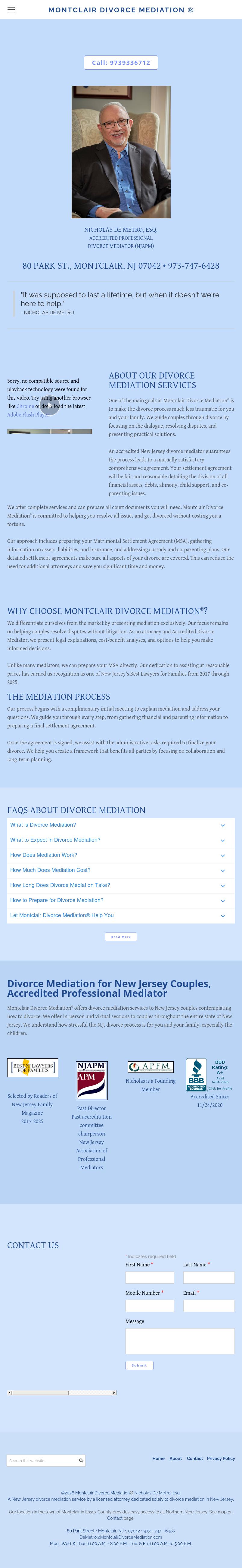 Montclair Divorce Mediation - Montclair NJ Lawyers