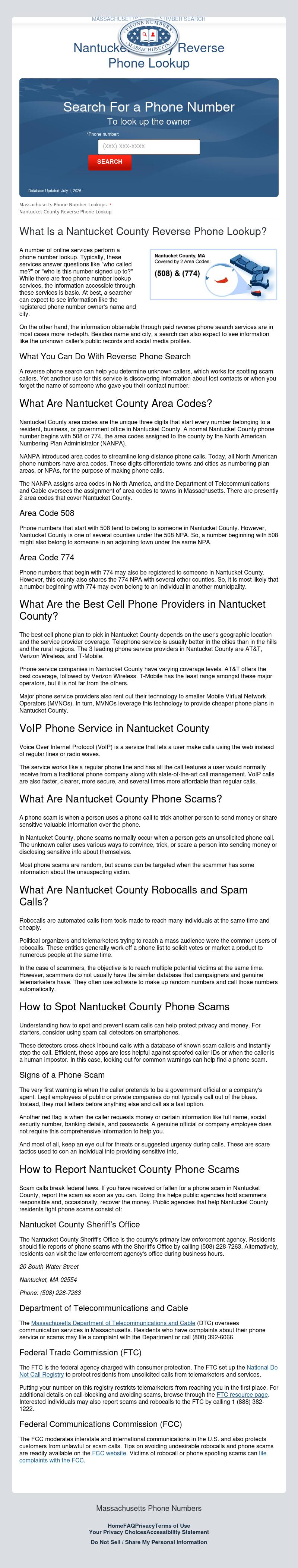 Nantucket County Phone Number Search - Nantucket MA Lawyers