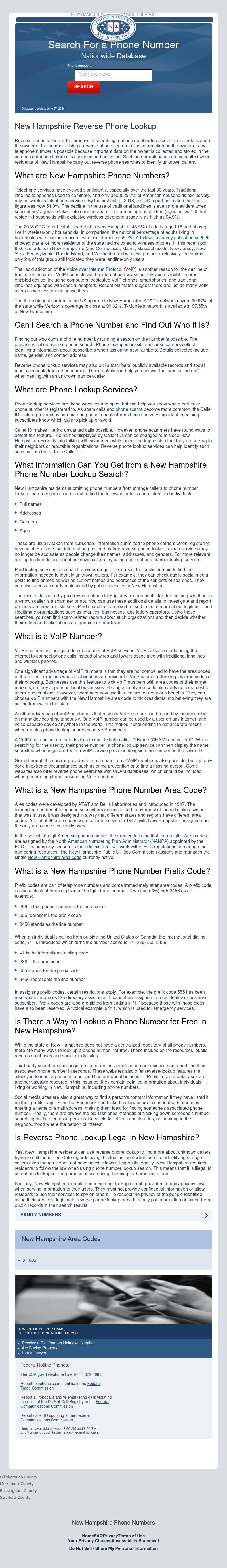 New Hampshire Phone Number Search - Dover NH Lawyers