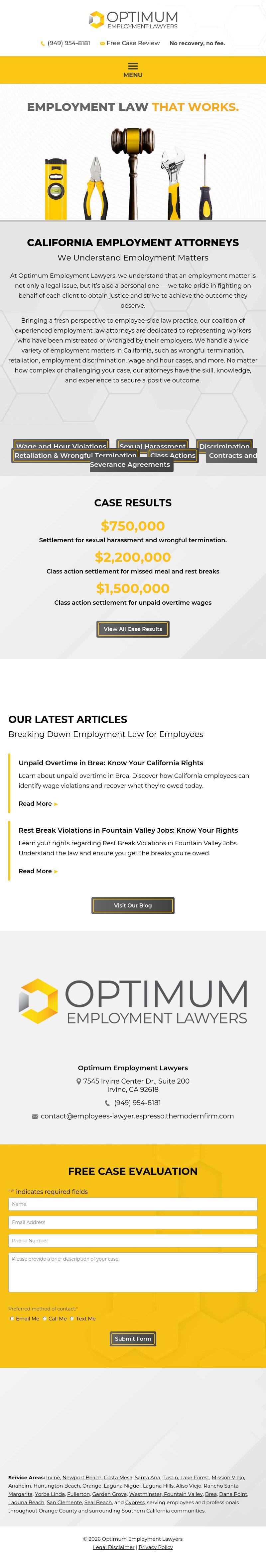 Optimum Employment Lawyers - Irvine CA Lawyers