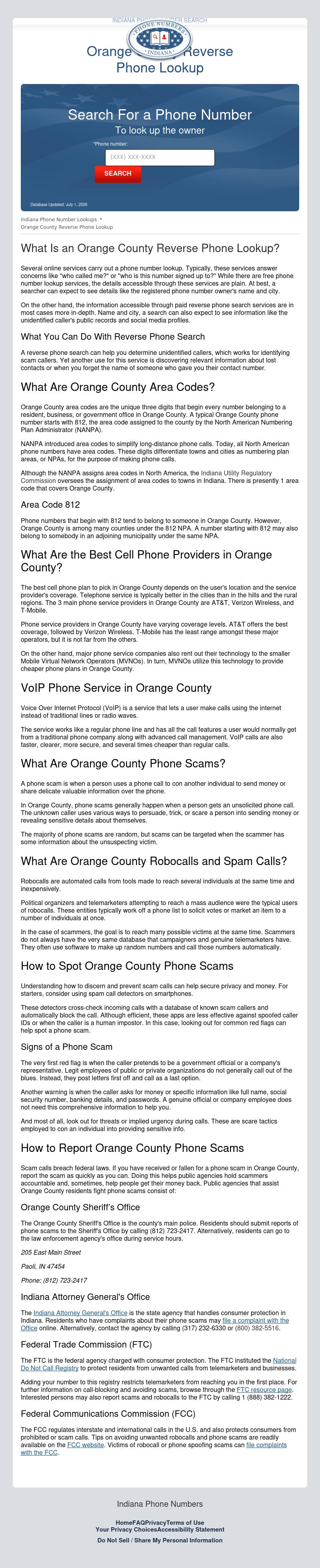 Orange County Phone Number Search - Orleans IN Lawyers