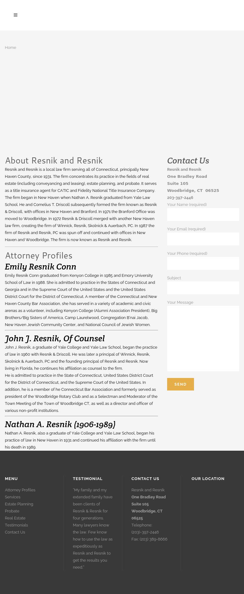 Resnik and Resnik - Woodbridge CT Lawyers
