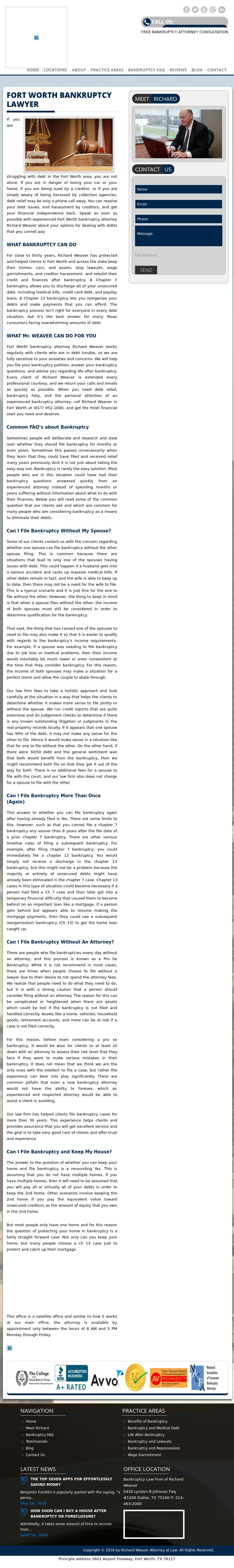 Richard M. Weaver Bankruptcy Attorney - Fort Worth TX Lawyers