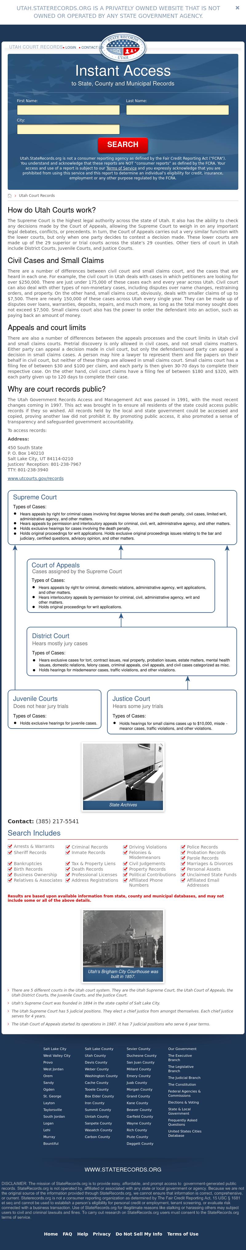 Utah State Records - Salt Lake City UT Lawyers