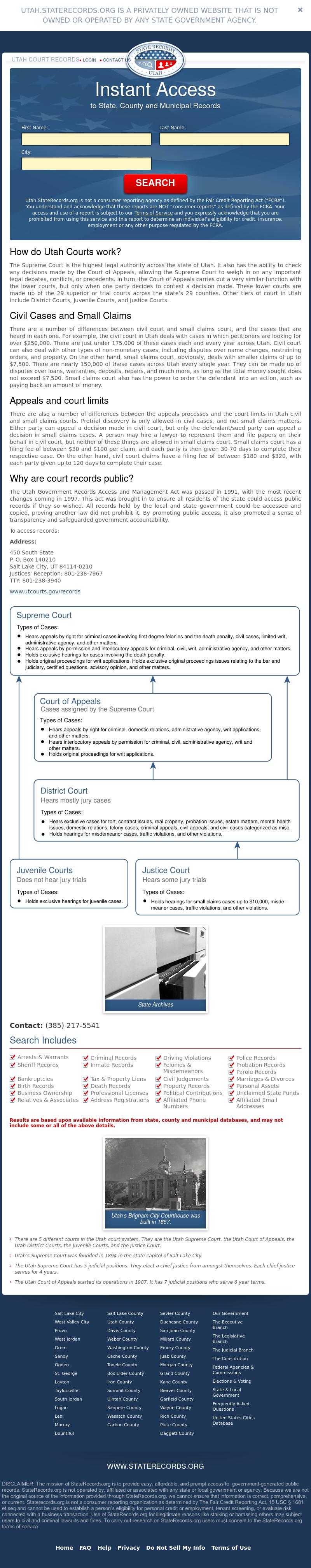 Utah State Records - Salt Lake City UT Lawyers
