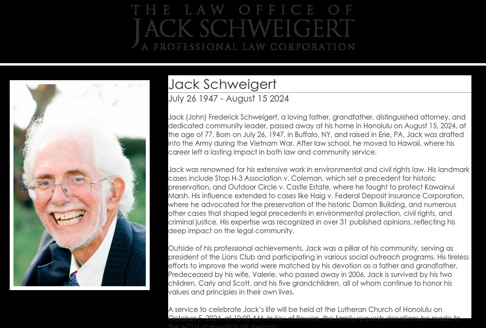 Schweigert Jack Attorney At Law A Law Corporation - Honolulu HI Lawyers