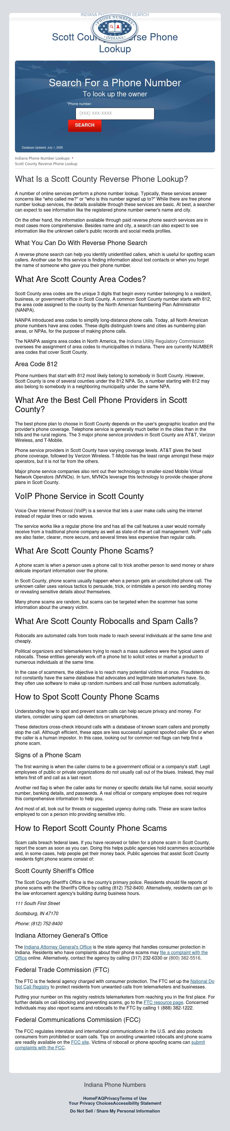 Scott County Phone Number Search - Scottsburg IN Lawyers