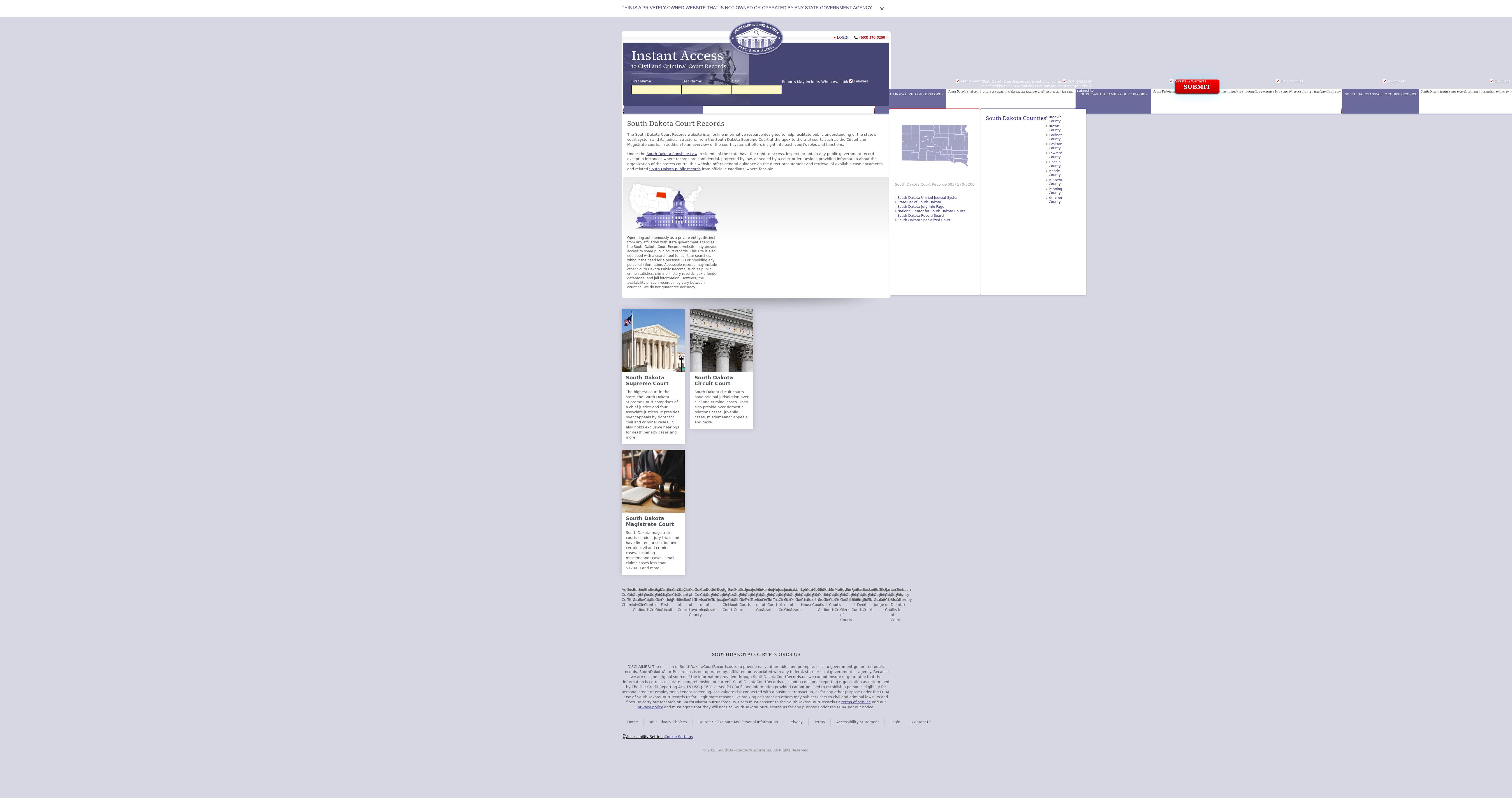 South Dakota Court Records - Pierre SD Lawyers