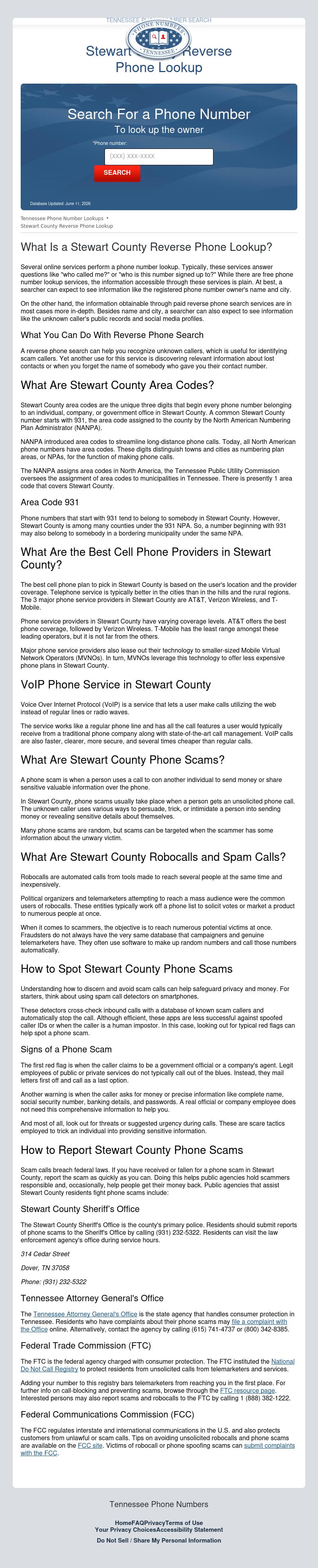 Stewart County Phone Numbers - Dover TN Lawyers