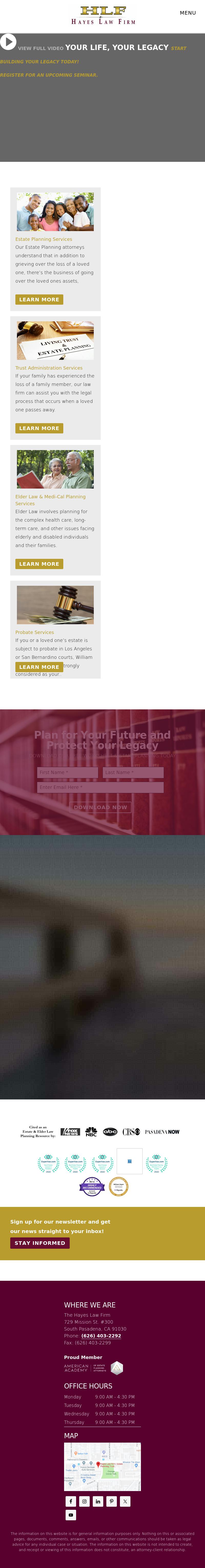 The Hayes Law Firm - Estate Planning & Probate Attorneys - South Pasadena CA Lawyers