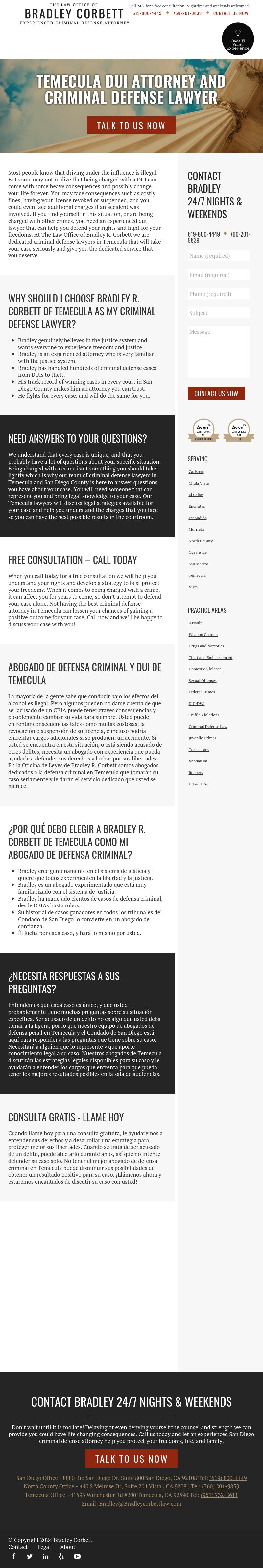 The Law Office of Bradley R Corbett, Criminal Defense Attorney - Temecula CA Lawyers