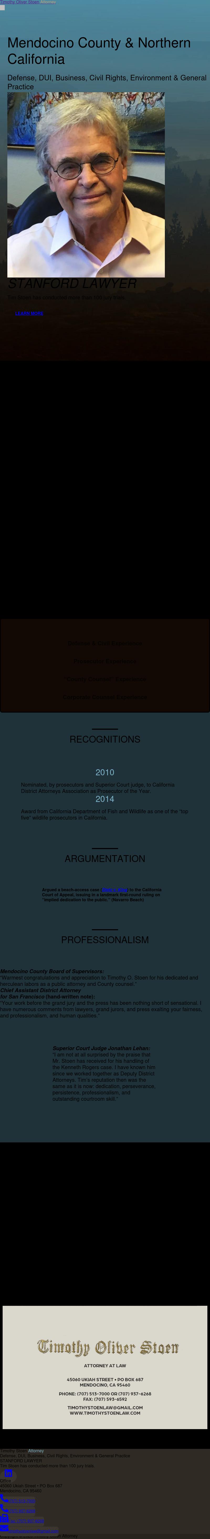Timothy Oliver Stoen Attorney - Mendocino CA Lawyers