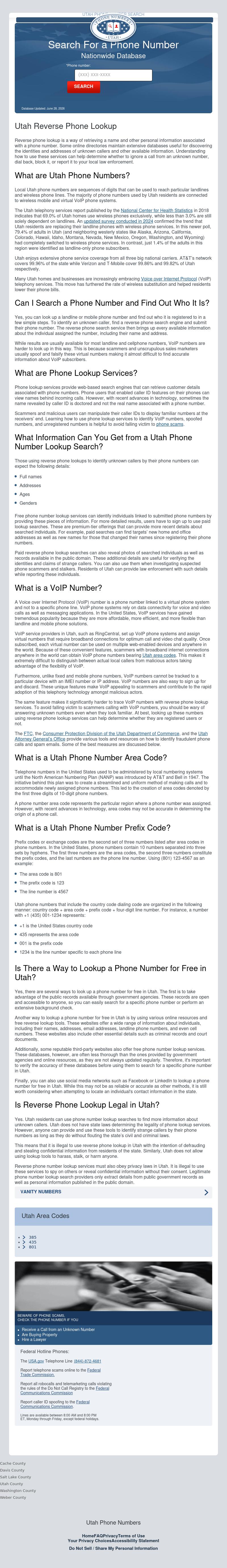 Utah Phone Number Lookup - Saint George UT Lawyers