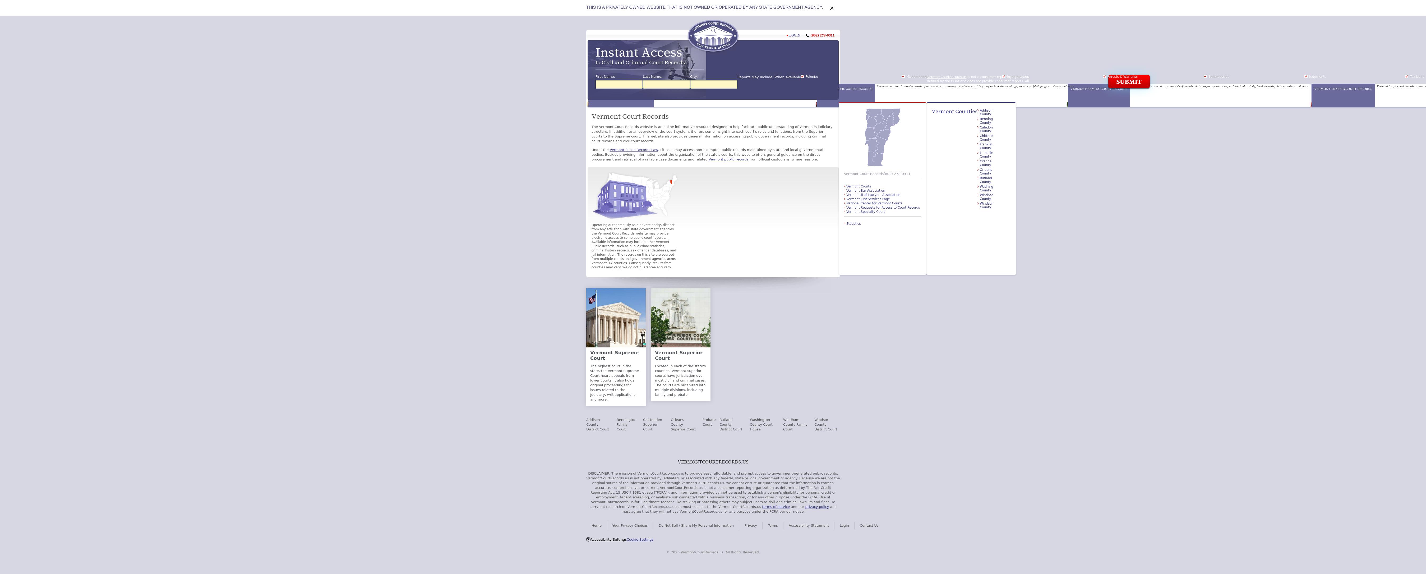 Vermont Court Records - Montpelier VT Lawyers