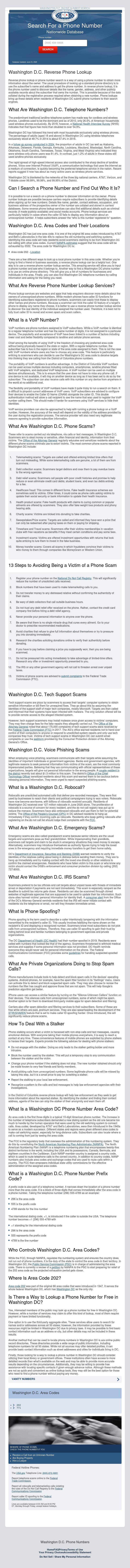 Washington D.C. Phone Number Lookup - Washington DC Lawyers