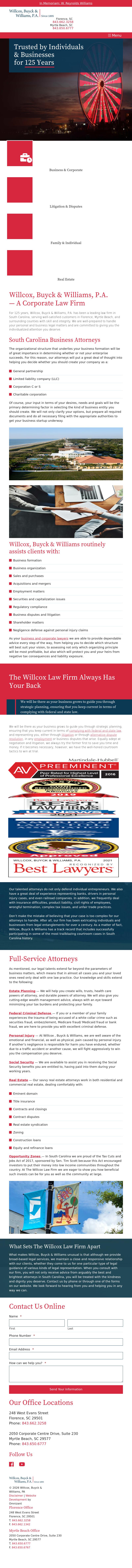 Willcox, Buyck & Williams, PA - Florence SC Lawyers