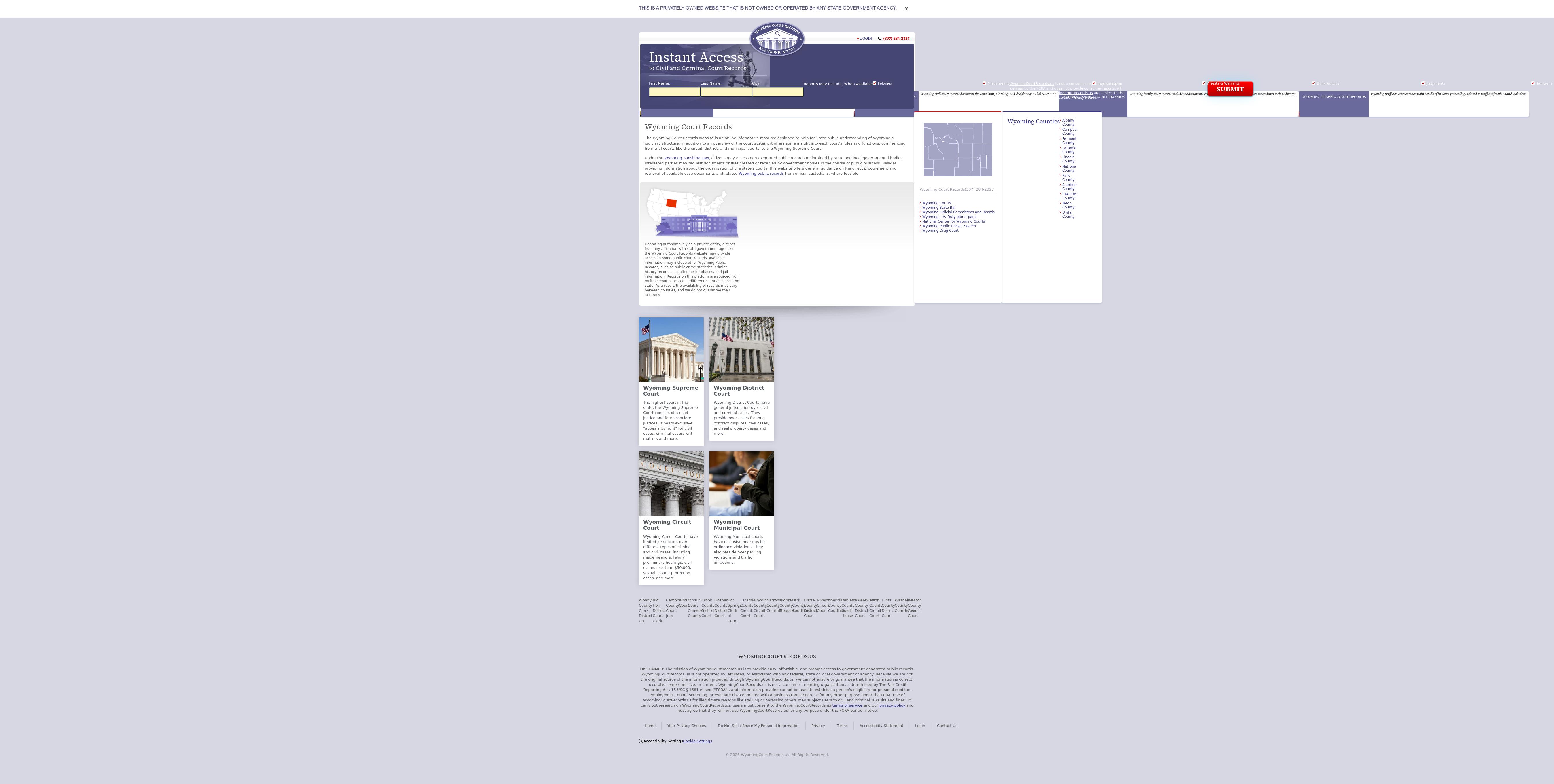 Wyoming Court Records - Cheyenne WY Lawyers