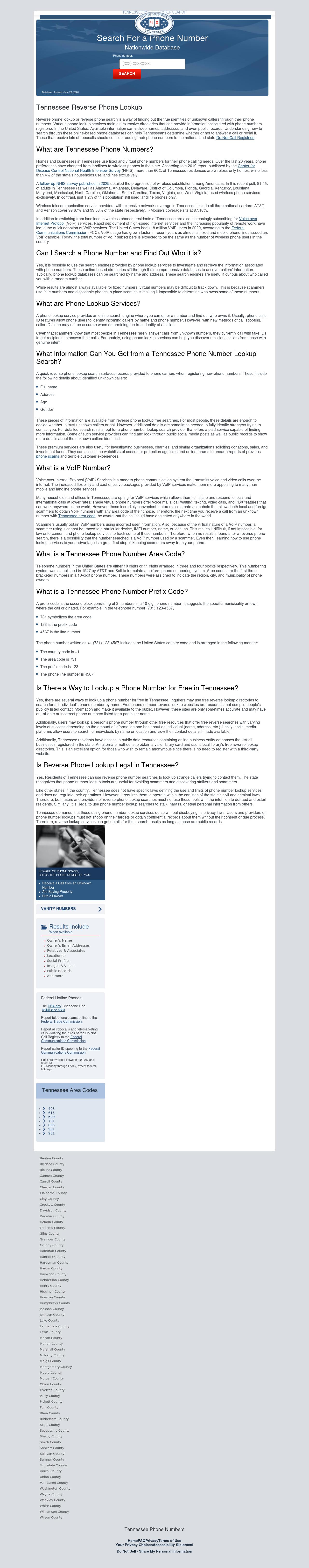 Tennessee Phone Numbers - Ardmore TN Lawyers