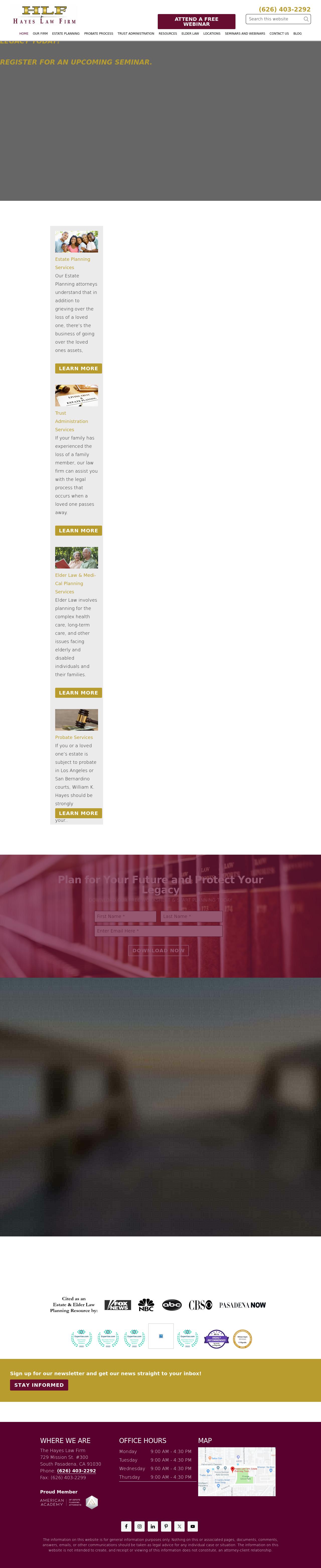 The Hayes Law Firm - Estate Planning & Probate Attorneys - South Pasadena CA Lawyers