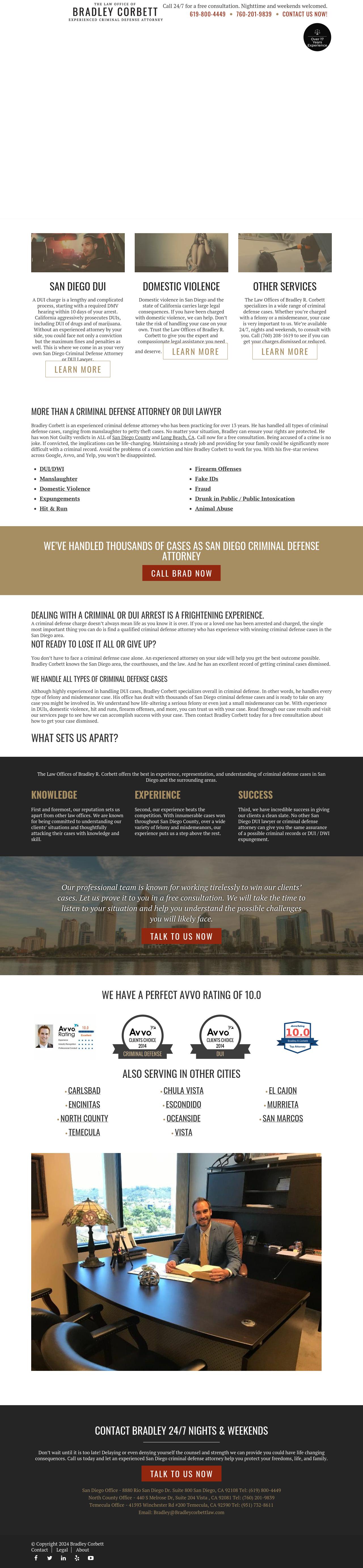 The Law Office of Bradley R Corbett, Criminal Defense Attorney - Vista CA Lawyers