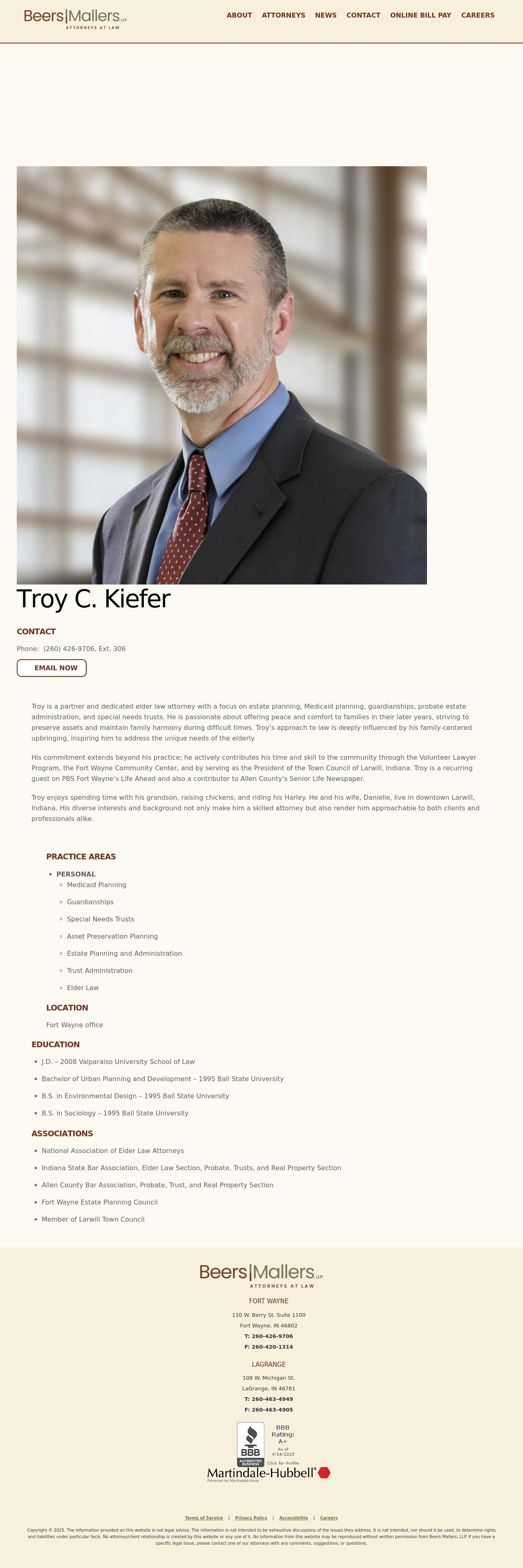 The Law Office of Troy Kiefer - Fort Wayne IN Lawyers