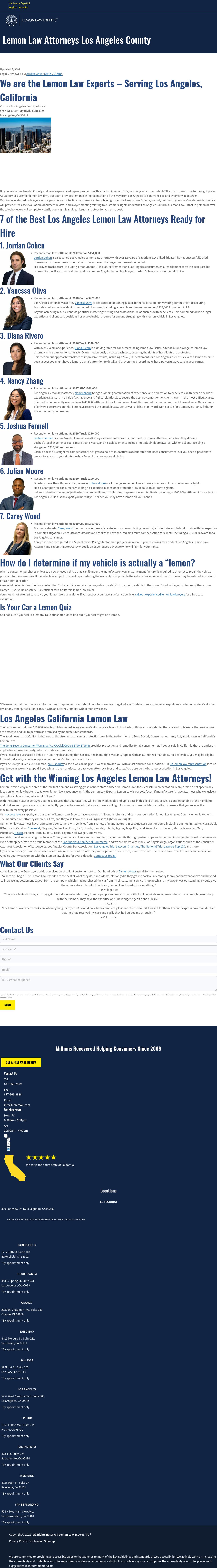The Lemon Law Experts - Los Angeles CA Lawyers