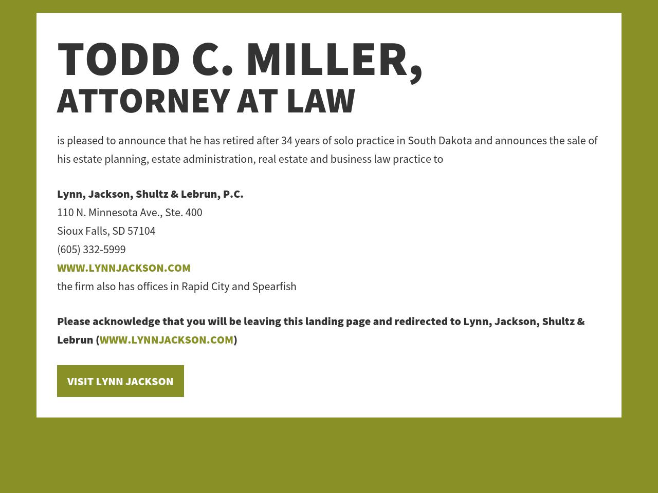 Todd C. Miller - Sioux Falls SD Lawyers