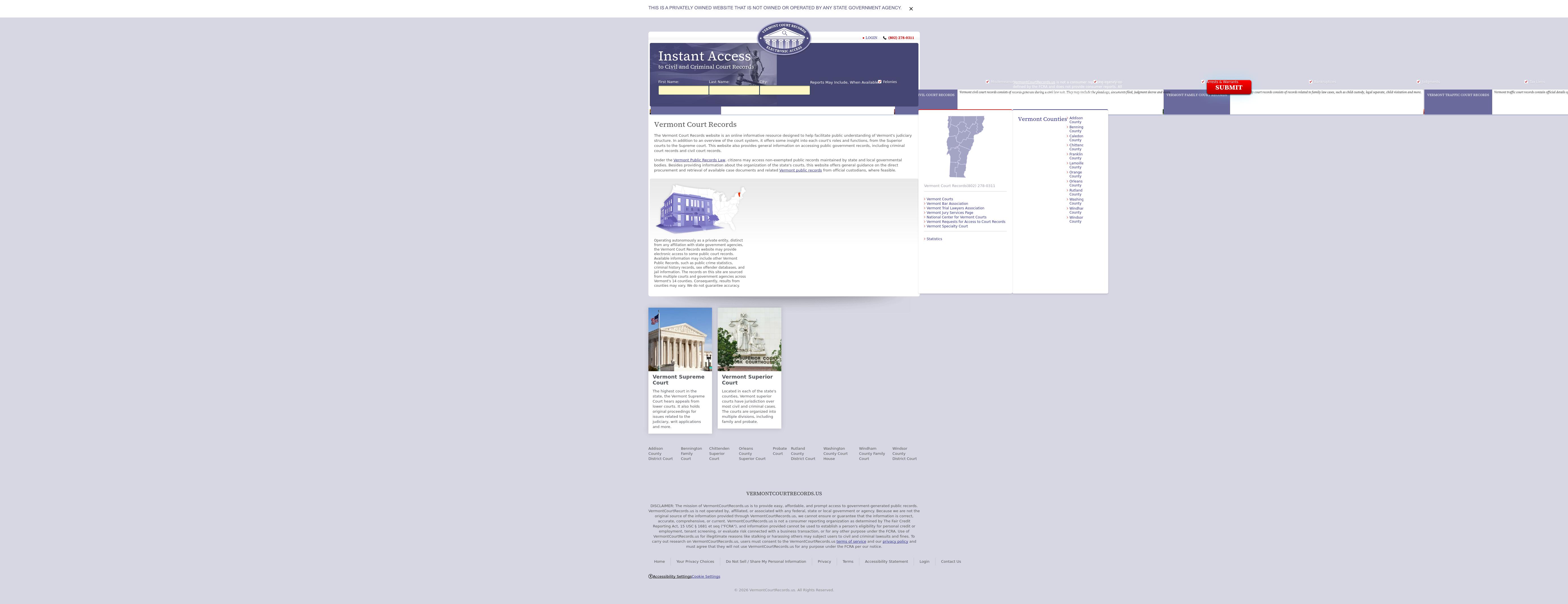 Vermont Court Records - Montpelier VT Lawyers