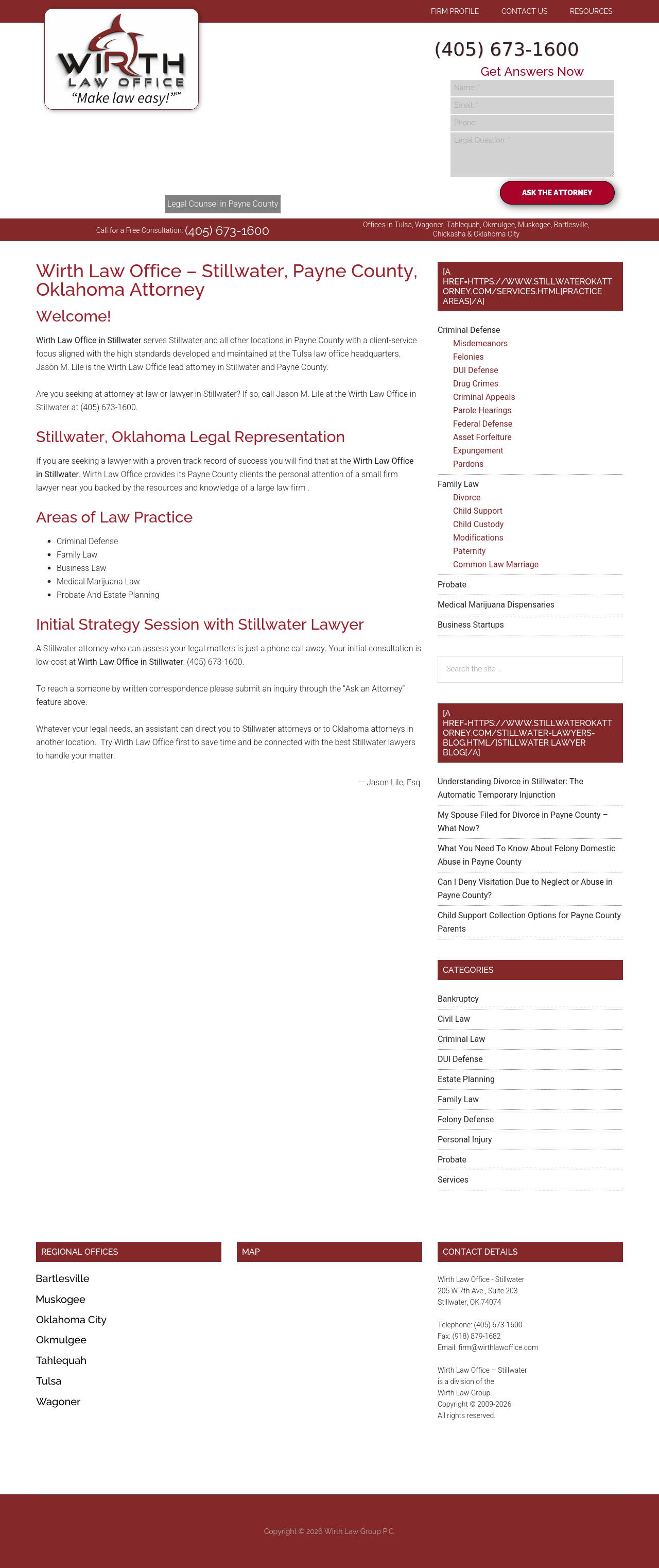 Wirth Law Office – Stillwater - Stillwater OK Lawyers