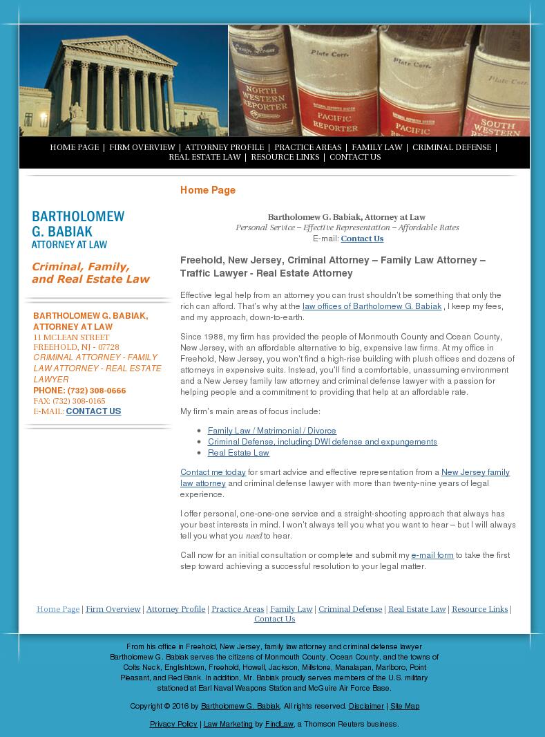 Bartholomew G. Babiak - Freehold NJ Lawyers