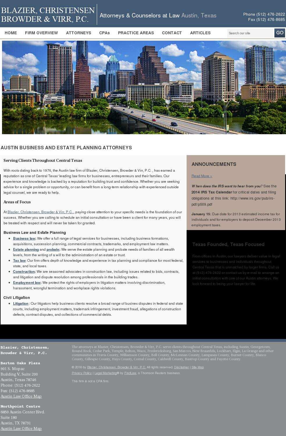 Blazier, Christensen, Bigelow & Virr, P.C., Attorneys & Counselors at Law - Austin TX Lawyers