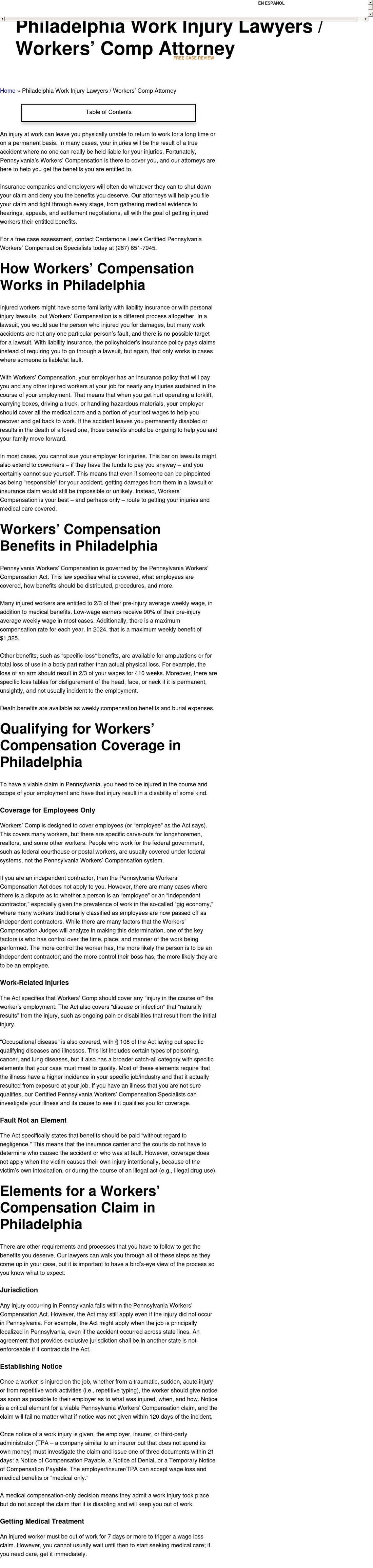 Cardamone Law Firm - Workers' Compensation Lawyers - Philadelphia PA Lawyers