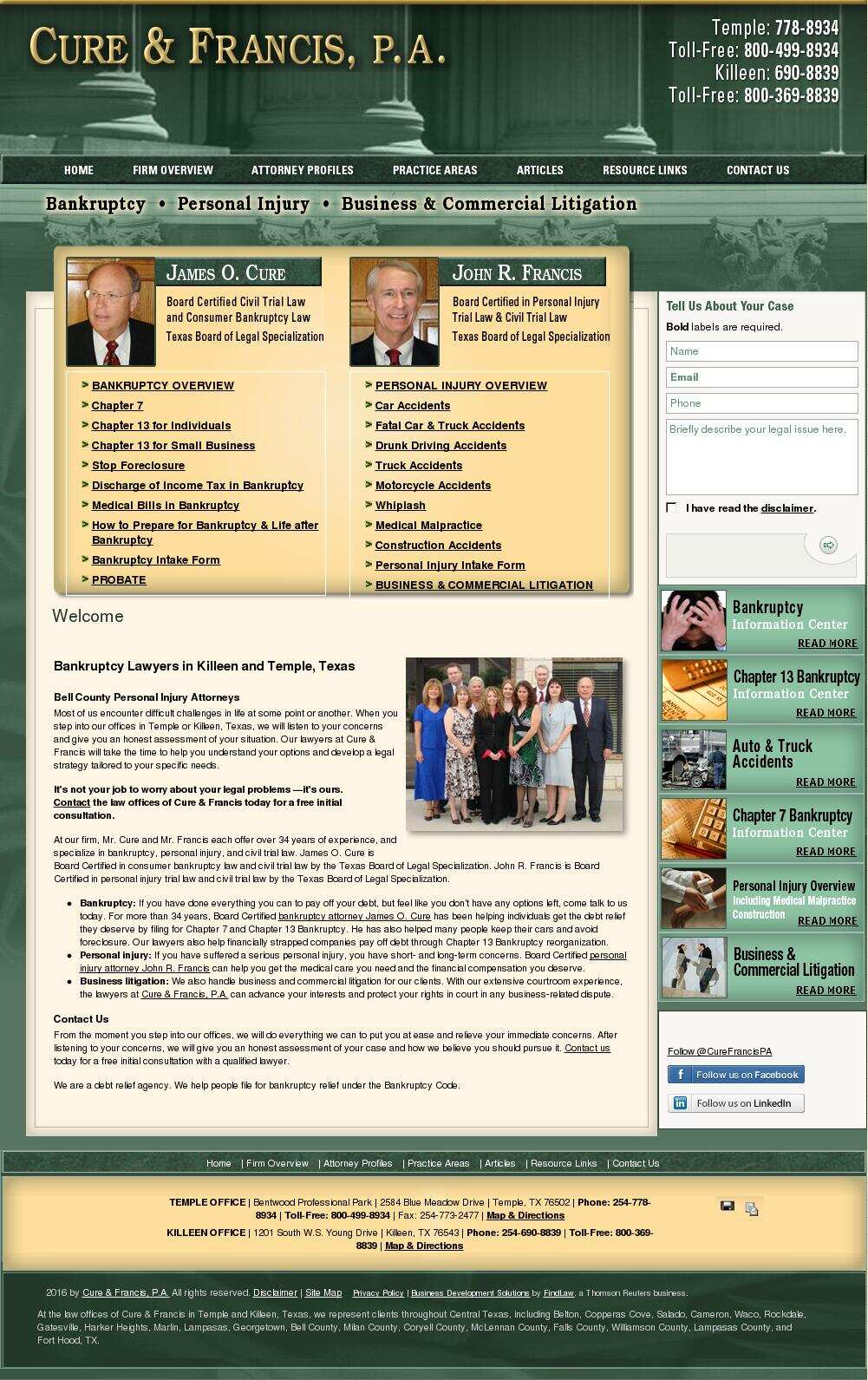 Cure & Francis, P.A. - Temple TX Lawyers