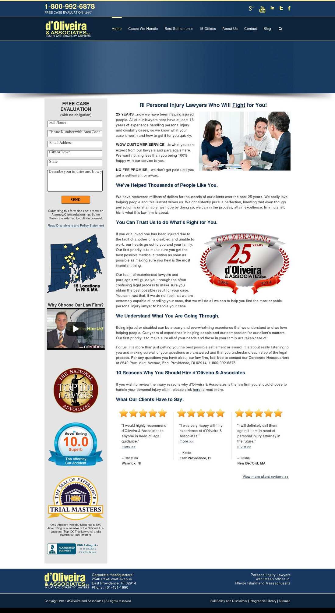 Rhode Island Personal Injury Lawyers | d'Oliveira & Associates -   Lawyers