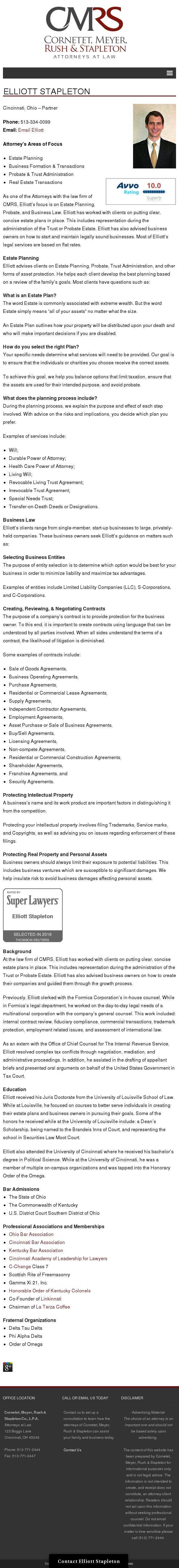 Elliott Stapleton with CMRK LAW - Cincinnati OH Lawyers