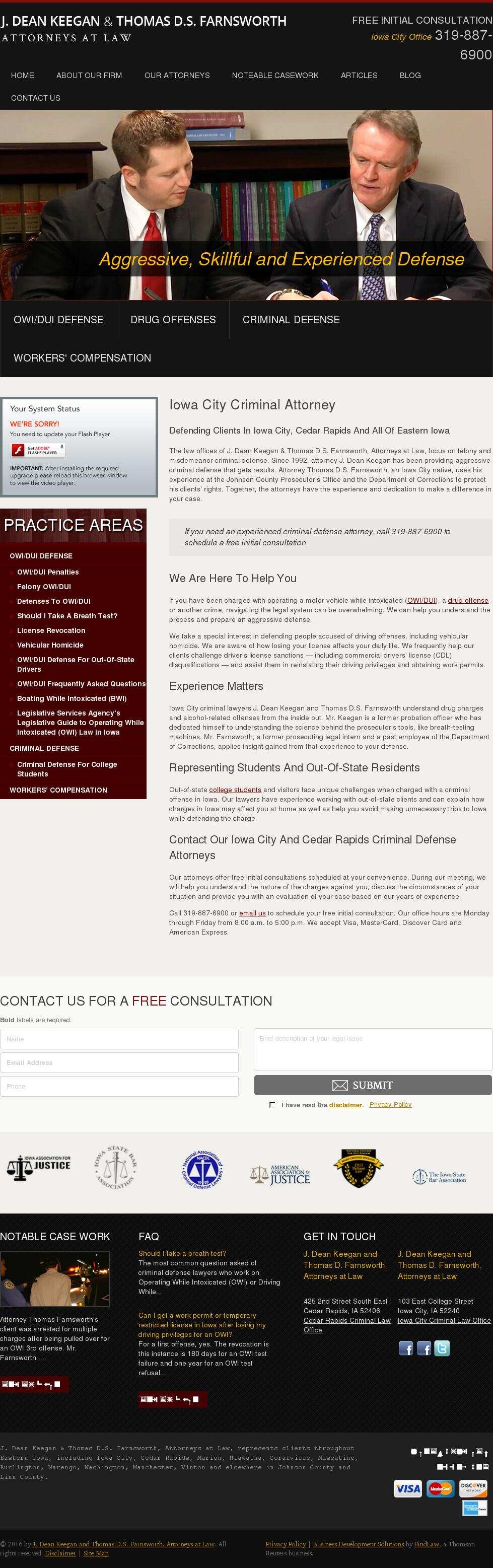 J. Dean Keegan and Thomas D.S. Farnsworth, Attorneys at Law - Iowa City IA Lawyers