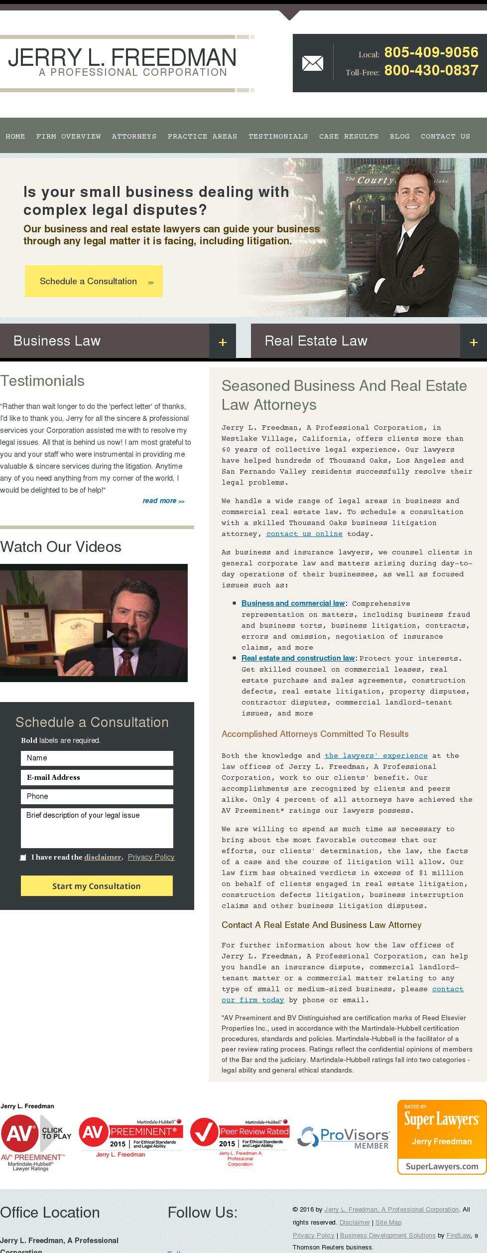 Jerry L. Freedman, A Professional Corporation - Westlake Village CA Lawyers