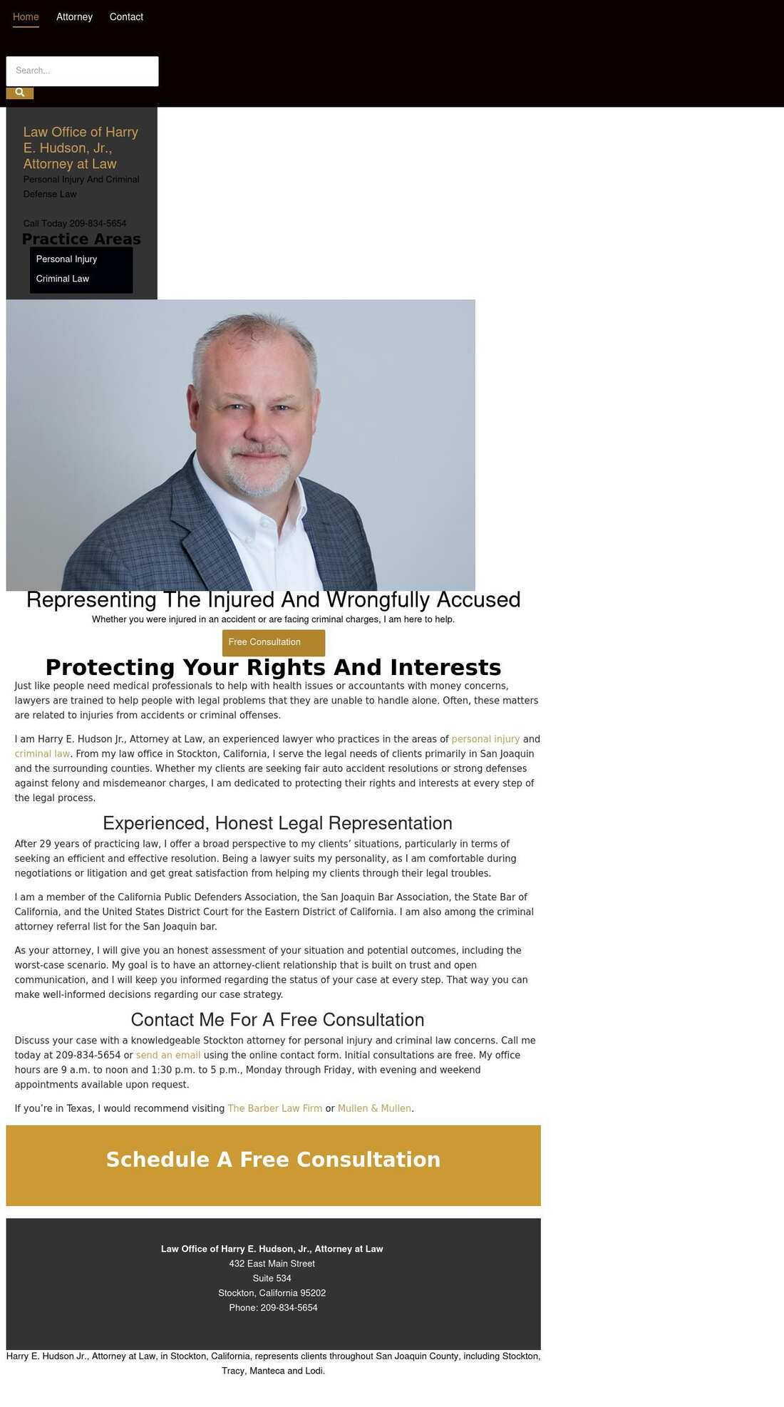 Law Office of Harry E. Hudson, Jr., Attorney at Law - Stockton CA Lawyers