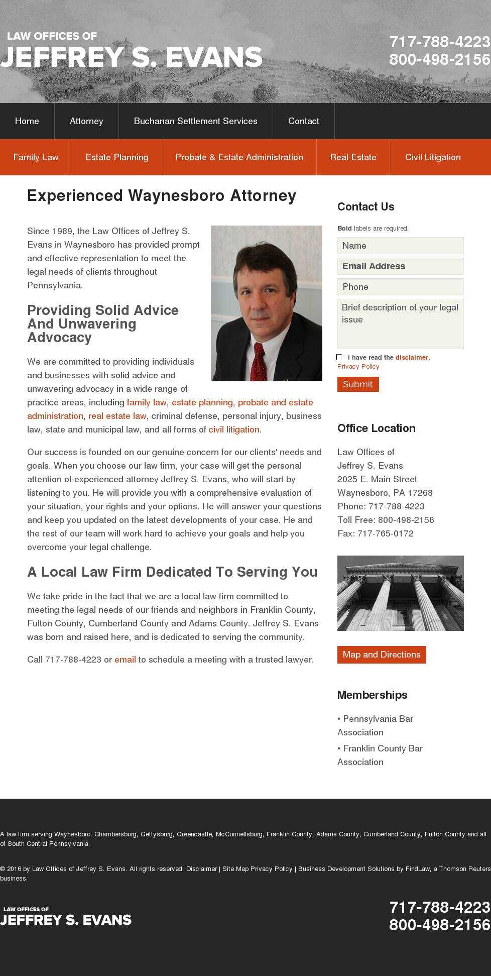 Law Offices of Jeffrey S. Evans - Waynesboro PA Lawyers
