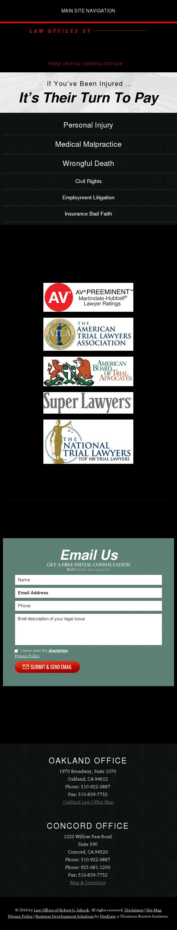 Law Offices of Robert G. Schock - Oakland CA Lawyers